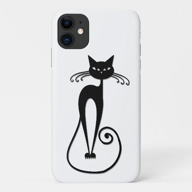 Coques Case-Mate iPhone Chat noir maigre fantaisiste (Dos)