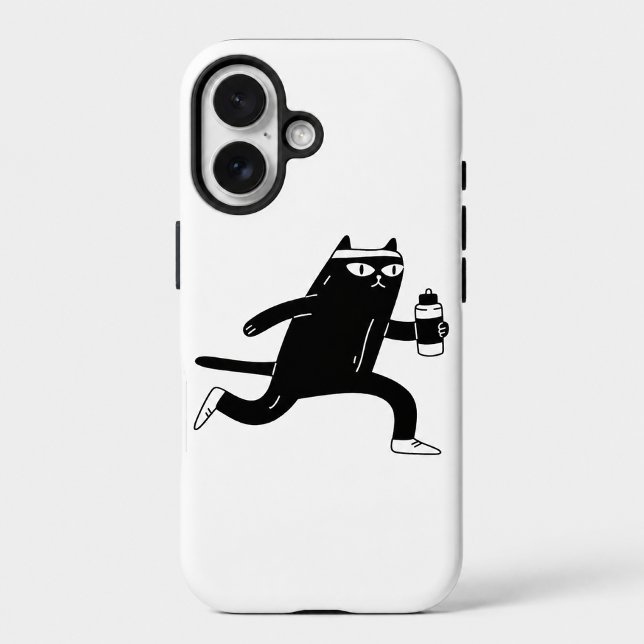 Coques Case-Mate iPhone Chat noir mignon faisant de la course à pied pour  (Créateur téléchargé)
