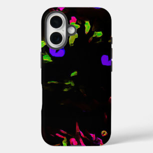 Coque Pour iPhone 16 Chat noir néon avec yeux brillants
