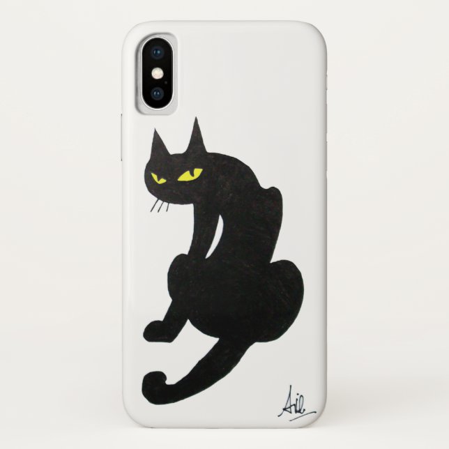Coques Case-Mate iPhone CHAT NOIR NINJA Blanc (Dos)