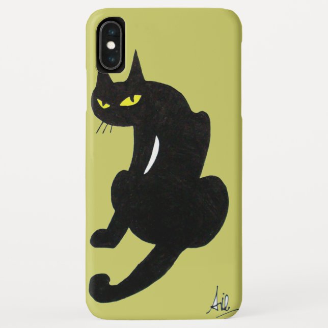 Coques Case-Mate iPhone CHAT NOIR NINJA Jaune (Dos)