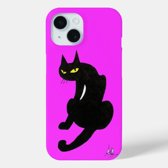 Coques Case-Mate iPhone CHAT NOIR NINJA Rose Fuchsia (Verso)