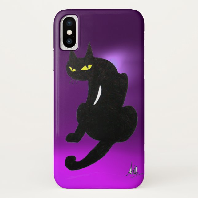 Coques Case-Mate iPhone CHAT NOIR NINJA violet (Dos)