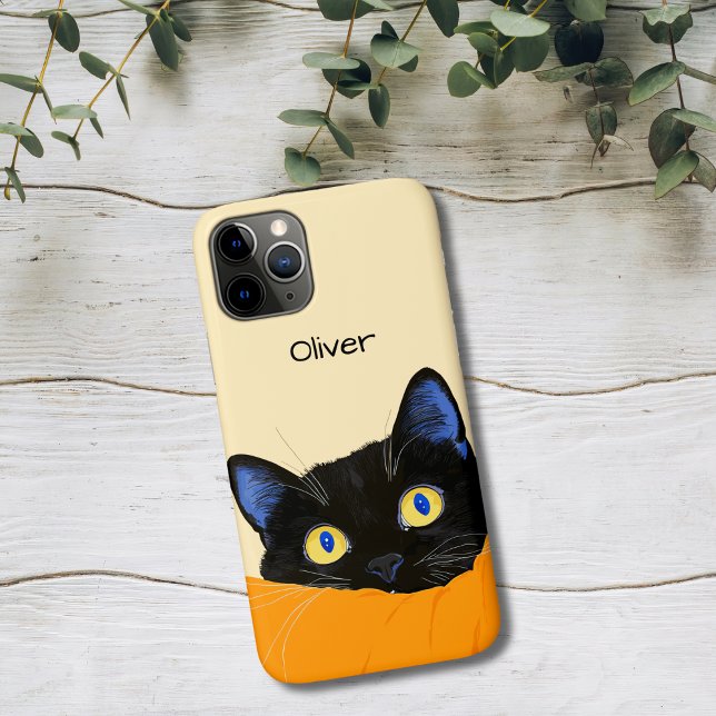 Coques Case-Mate iPhone Chat Noir qui Épie (Créateur téléchargé)