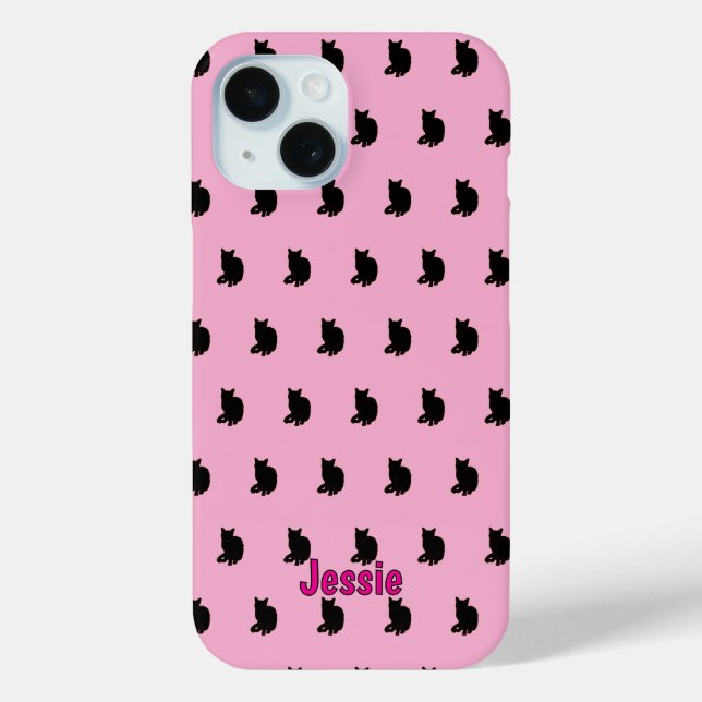 Coques Case-Mate iPhone Chat noir (rose) (Verso)