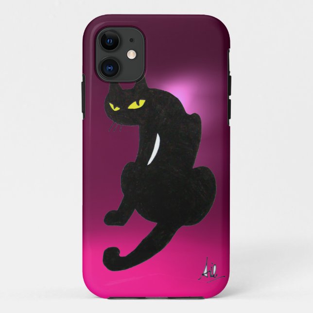 Coques Case-Mate iPhone CHAT NOIR rose (Dos)