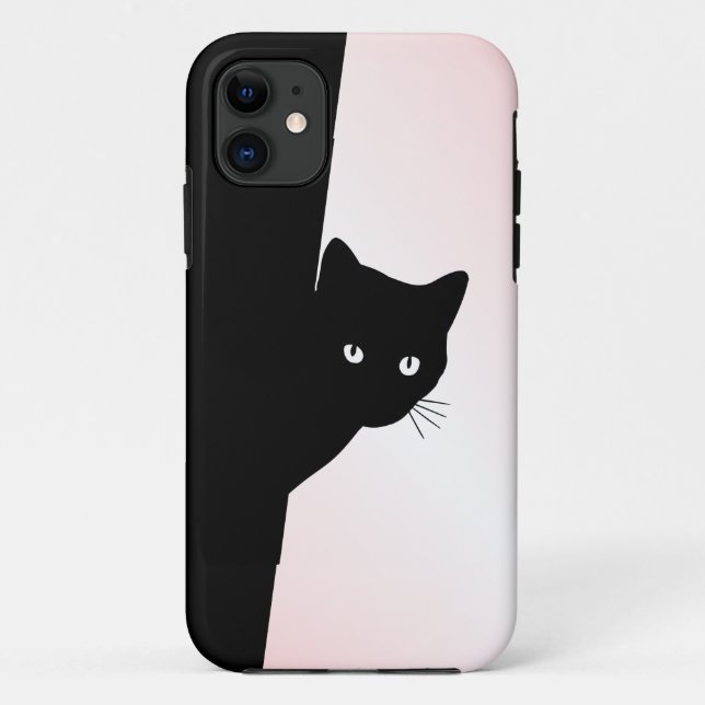 Coques Case-Mate iPhone Chat Noir Rusé Rose (Dos)