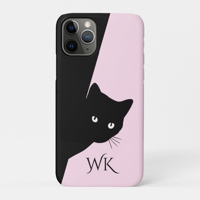 Coques Case-Mate iPhone Chat noir rusé rose (Dos)