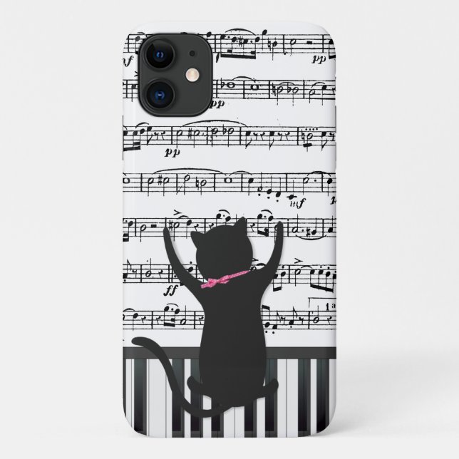 Coques Case-Mate iPhone Chat Noir Sur Touches De Piano (Dos)