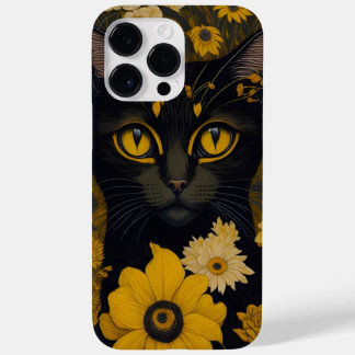 Coque Case-Mate iPhone Chat noir Yellow Eyes Fleurs Vintages