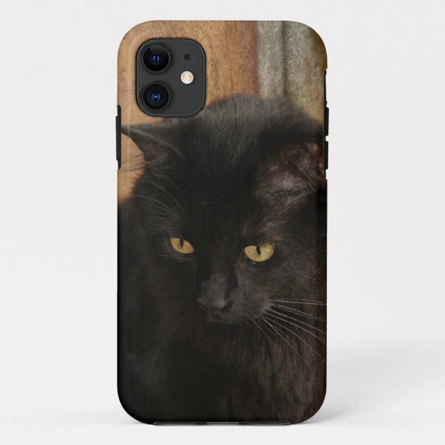 Coques Case-Mate iPhone Chat noir, yeux ambres, tons de la terre (Dos)