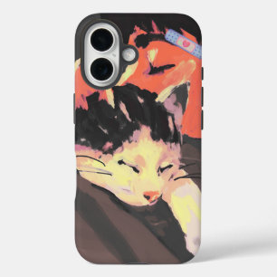 Coque Pour iPhone 16 Chat peint douillet et personnage d'illustration A
