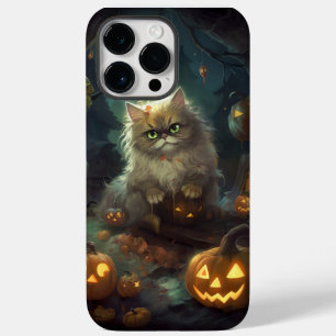 Coque Case-Mate iPhone Chat Persan Halloween avec citrouilles effrayantes