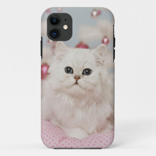 Case-Mate iPhone Case Chat persan se reposant sur le coussin rose