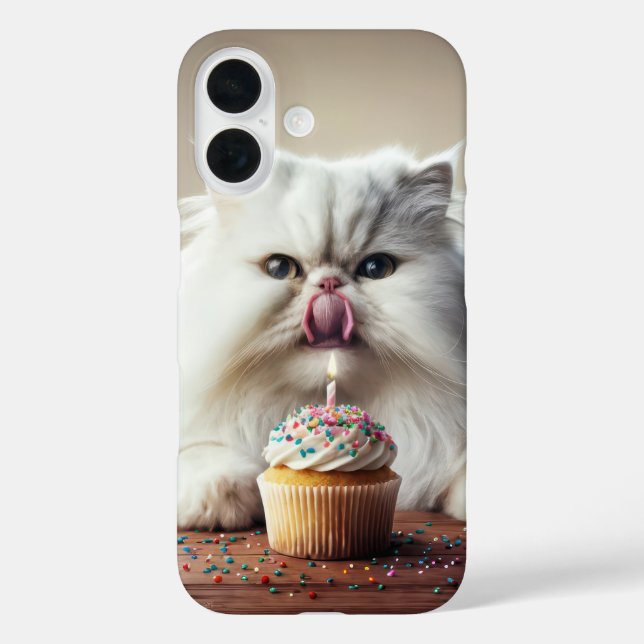 Coques Case-Mate iPhone Chat perse lèche un gâteau d'anniversaire (Verso)