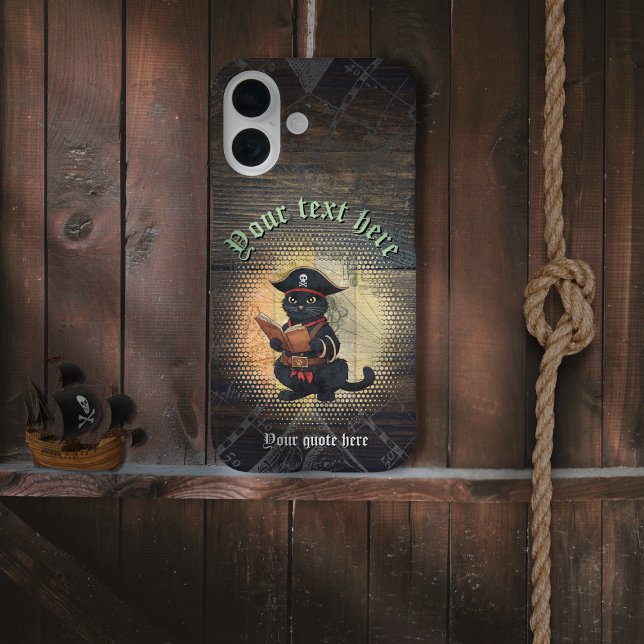 Coques Case-Mate iPhone Chat pirate curieux déchiffrant d'anciens mystères (Curious pirate cat deciphers ancient mysteries Case-Mate iPhone case)