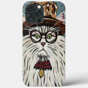 Case-Mate iPhone Case Chat portant un casquette et lunettes