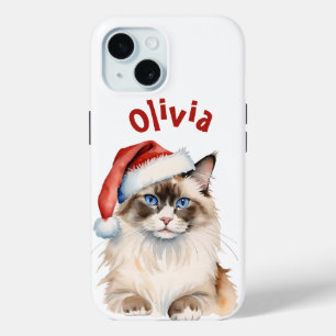 Coque Case-Mate iPhone Chat Ragdoll de Noël Aquarelle