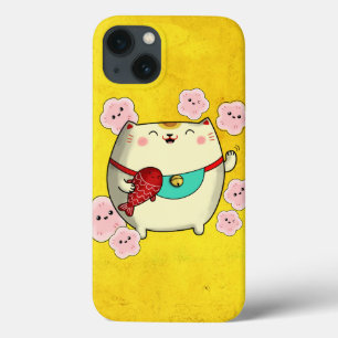 Etui iPhone 13 Chat rond mignon de Maneki Neko