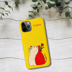 Case-Mate iPhone Case Chat rouge et blanc avec fleur