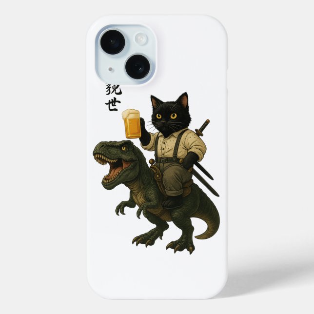Coques Case-Mate iPhone Chat Samouraï avec Bière & T-Rex | Art Japonais Ré (Verso)