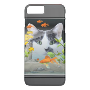 Coque iPhone 8 Plus/7 Plus Chat scrutant dans l'aquarium