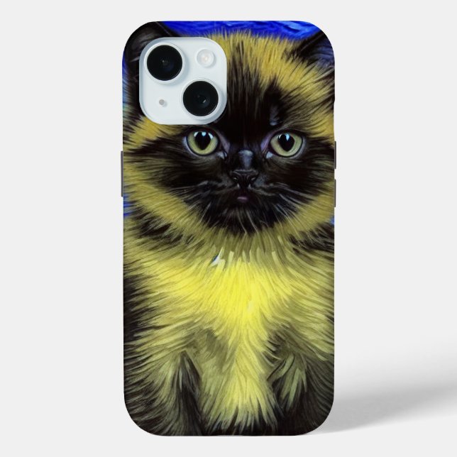 Coques Case-Mate iPhone Chat siamois Nuit étoilée de Van Gogh (Verso)