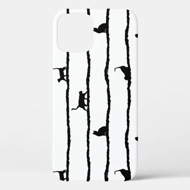 Coques Case-Mate iPhone Chat Silhouette rayures Abstrait main tiré Motif (Verso)