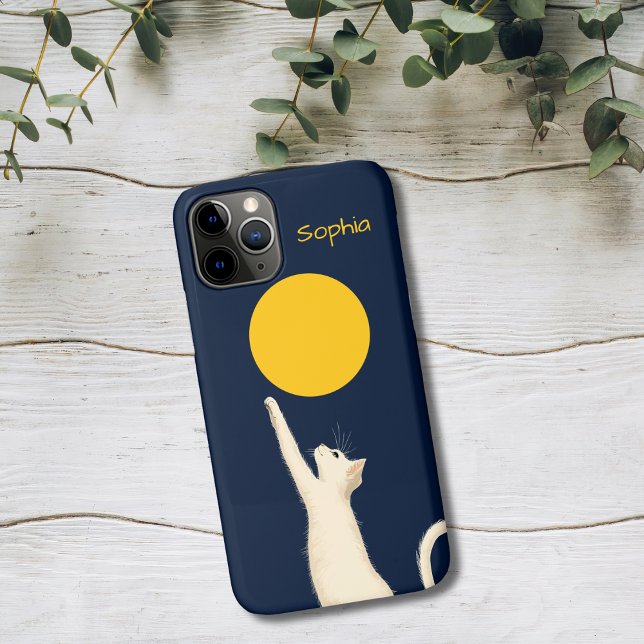 Coques Case-Mate iPhone Chat tendant la main vers la Lune (Créateur téléchargé)