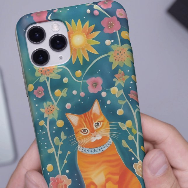 Coques Case-Mate iPhone Chat tigré d'art folklorique fantaisiste (Créateur téléchargé)