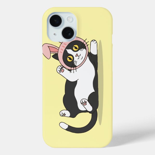 Coques Case-Mate iPhone Chat Tuxedo Adorable avec un Chapeau Lapin Rose (Verso)