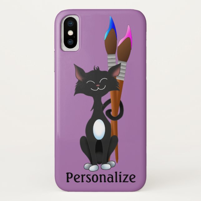 Coques Case-Mate iPhone Chat Tuxedo Avec Pinceaux D'artiste (Dos)