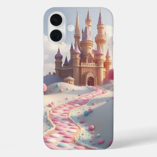 Coque Pour iPhone 16 Plus Château de fée Snowy Pink Candyland