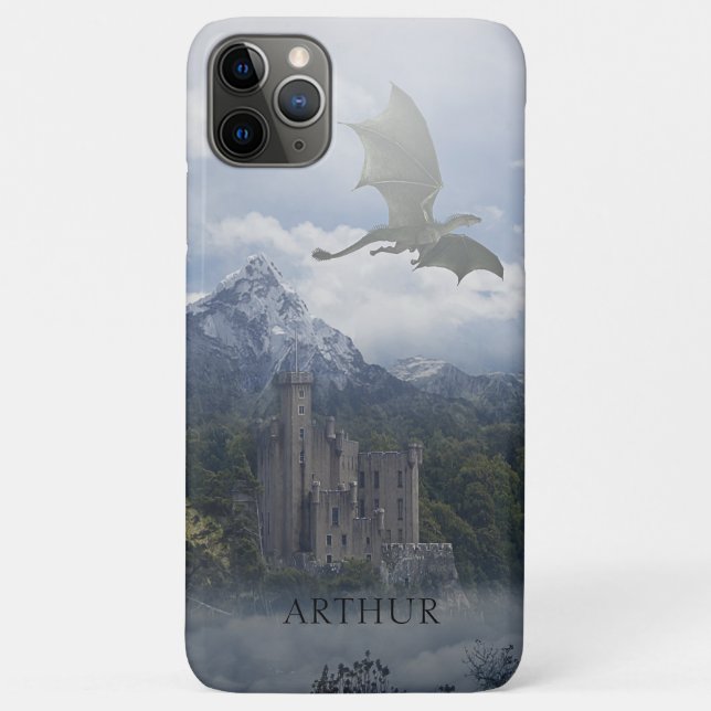 Coques Case-Mate iPhone Château Médiéval Avec Dragon - Personnalisé (Dos)