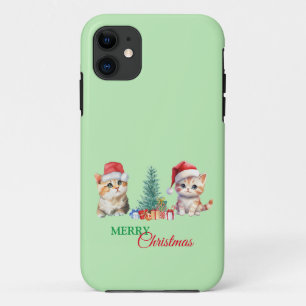 Case-Mate iPhone Case Chaton Chat Père Noël Rouge Vert Joyeux Noël Fête