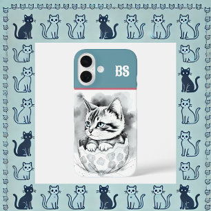 Coque Pour iPhone 16 Chaton de Pâques fantaisiste dans une coquille d'o