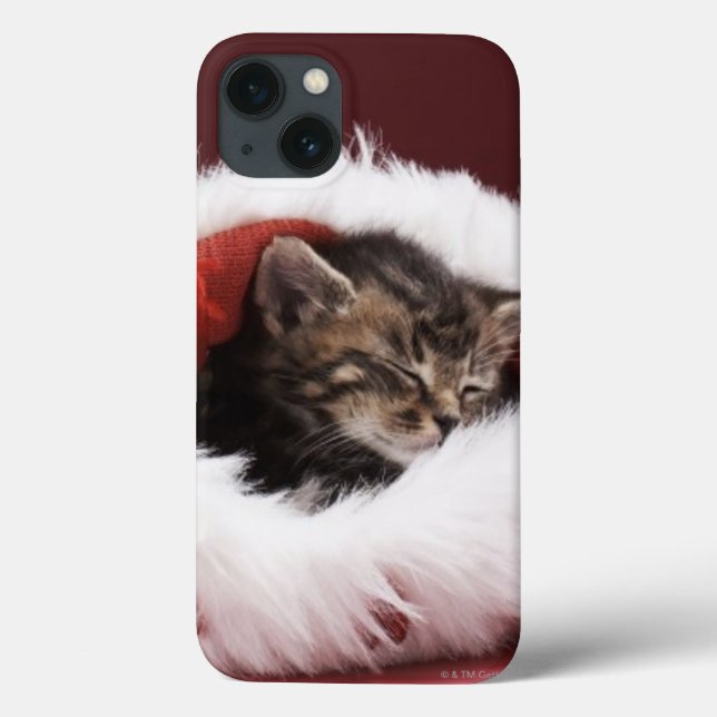 Coques Case-Mate iPhone Chaton endormi dans le casquette de Noël (Verso)