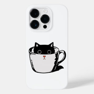 Coque Case-Mate iPhone Chaton noir avec nez rouge caché dans une tasse