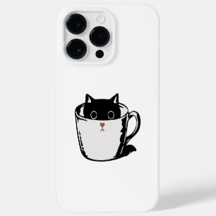 Coque Case-Mate iPhone Chaton noir avec nez rouge caché dans une tasse