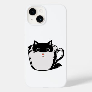 Coque Case-Mate iPhone Chaton noir avec nez rouge caché dans une tasse
