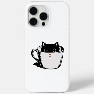 Coque Case-Mate iPhone Chaton noir avec nez rouge caché dans une tasse