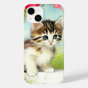 Coque Case-Mate iPhone Chaton vintage blanc et Brown avec fleurs