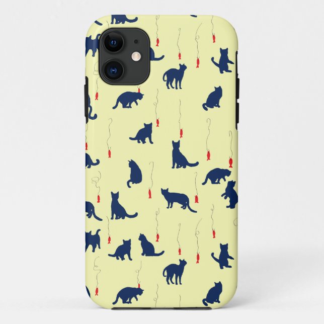 Coques Case-Mate iPhone Chatons bleus et poissons rouges (Dos)
