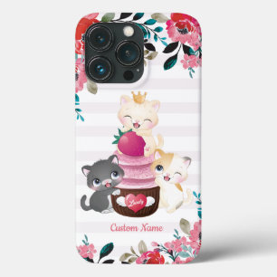 Case-Mate iPhone Case Chatons de dessin animé floraux fantaisistes Gâtea