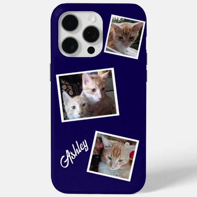 Coques Case-Mate iPhone Chats 3 Photos Collage Animaux de compagnie Nom Ma (Verso)