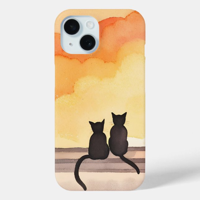 Coques Case-Mate iPhone Chats à la fenêtre | Silhouette aquarelle au couch (Verso)