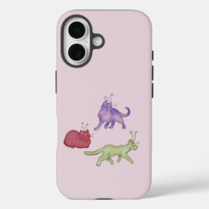 Coque Pour iPhone 16 Chats Aliens Espace Fantaisiste Chat Drôle Sci-Fi