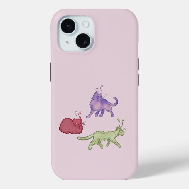 Coques Case-Mate iPhone Chats Aliens Espace Fantaisiste Chat Drôle Sci-Fi (Verso)