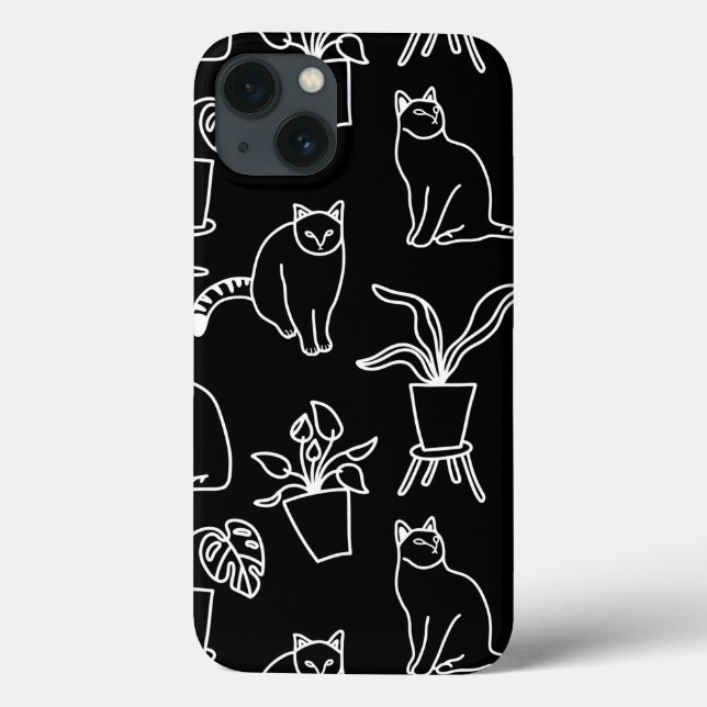 Coques Case-Mate iPhone Chats blancs en noir (Verso)