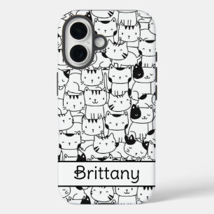 Coque Pour iPhone 16 Chats Blancs Et Noirs
